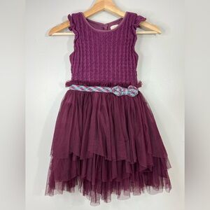 Matilda Jane Soirée Dress Burgundy Plum Purple Tulle Plaid Bow Girls 8